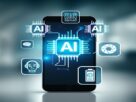 Illustration of the future of AI in smartphones with intelligent features and processor icons